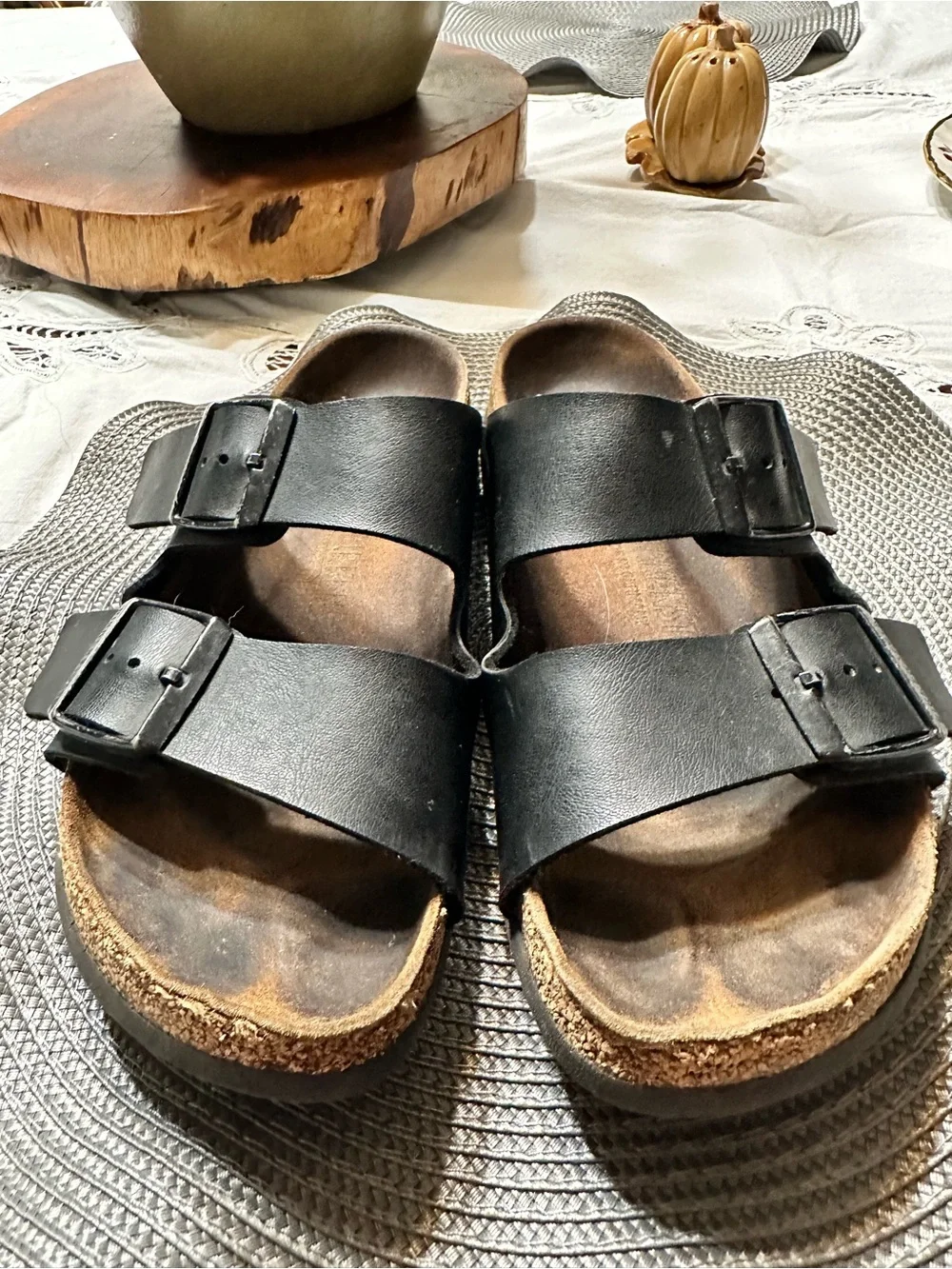 Birkenstock Black Double-Strap Adjustable Slide Sandals